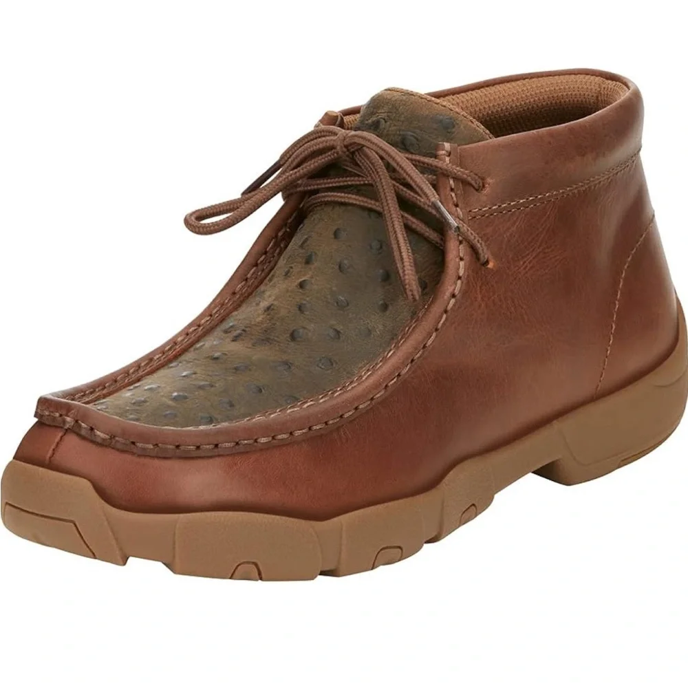 Justin Size 10.5 M Men's Cowhide Leather Casual Shoe Ostrich Vamp Mocs